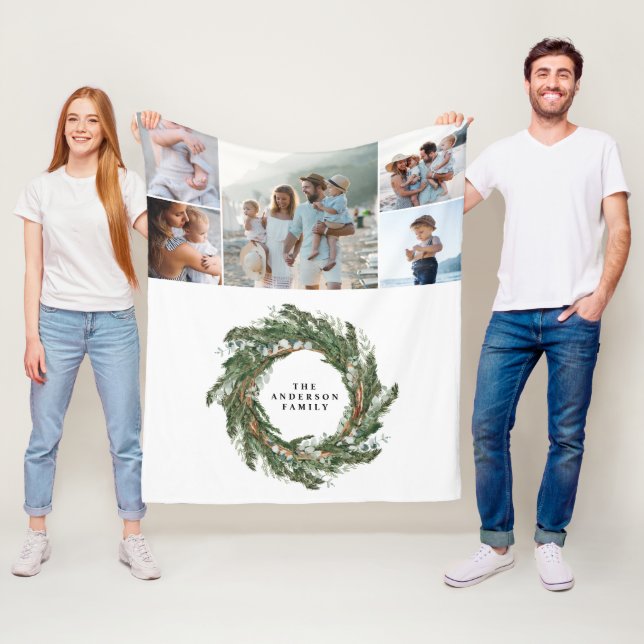 Vattenfärgning Utandning elegant 5 foto modern fam Fleecefilt (På plats)