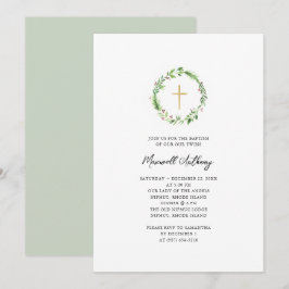 Vattenfärgning Utandning och Guld Kor Baptism Inbjudningar