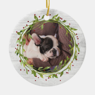 Vattenfärgning Utandning på Wood Pet Photo Julgransprydnad Keramik