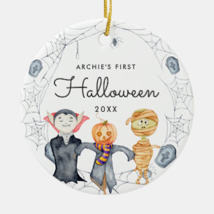Vattenfärgning Utslag Baby först Halloween Julgransprydnad Keramik