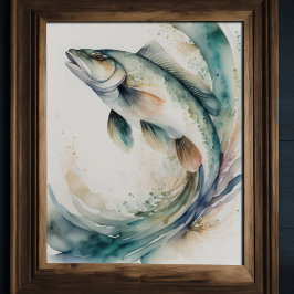 Vattenfärgning vid färgen Fish Stänk Poster
