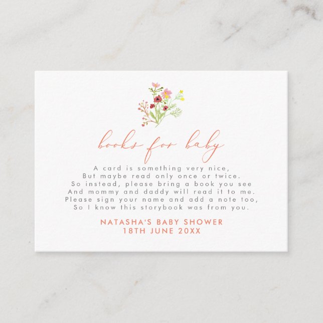 Vattenfärgning Vild Flowers Bokar för Baby Infoga Tilläggskort (Framsida)