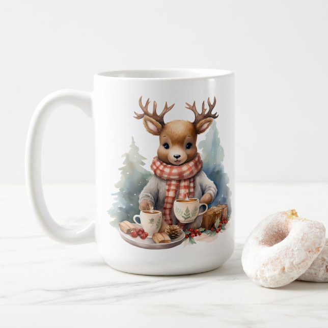 Vattenfärgning, vintage kaffe mugg (Med munk)