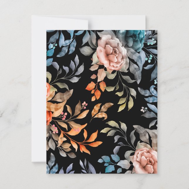 Vattenfärgningsblommor 4 anteckningskort (Framsida)