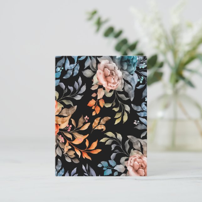 Vattenfärgningsblommor 4 vykort (Stående Fram)