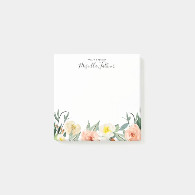  vattenfärgningsblommor från Rosans skrivbord Post-it Block (Framsida)
