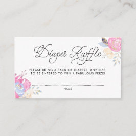 Vattenfärgningsblommor med Glitter-dykare Raffle Tilläggskort
