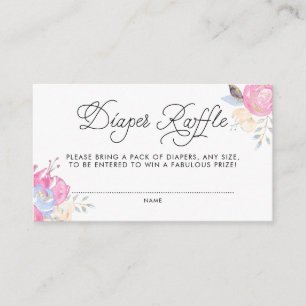 Vattenfärgningsblommor med Glitter-dykare Raffle Tilläggskort
