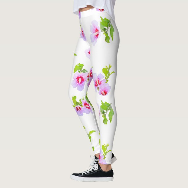 Vattenfärgningsblommor och Löv Leggings (Vänster)