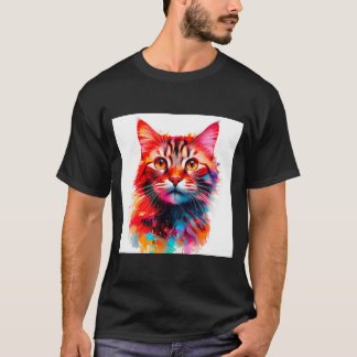 Vattenfärgningspiskor: en brant katt Porträtt T Shirt