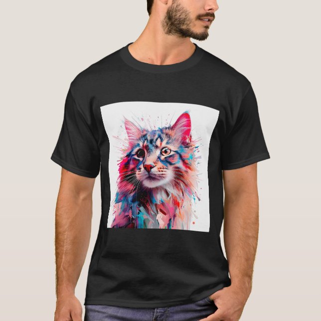 Vattenfärgningspiskor: en brant katt Porträtt T Shirt (Framsida)