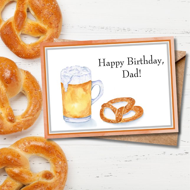 Vattenfärgöl och Pretzel Birthday Pappa Kort (Skapare uppladdad)