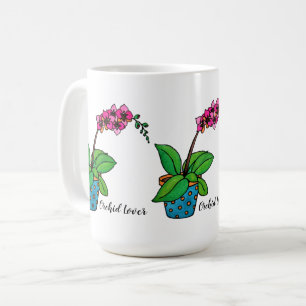 VattenfärgOrchidväxt i härlig kruka Kaffemugg