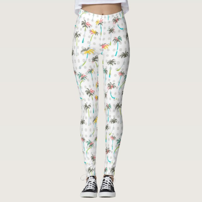 Vattenfärgpalmträd 2 leggings (Framsida)
