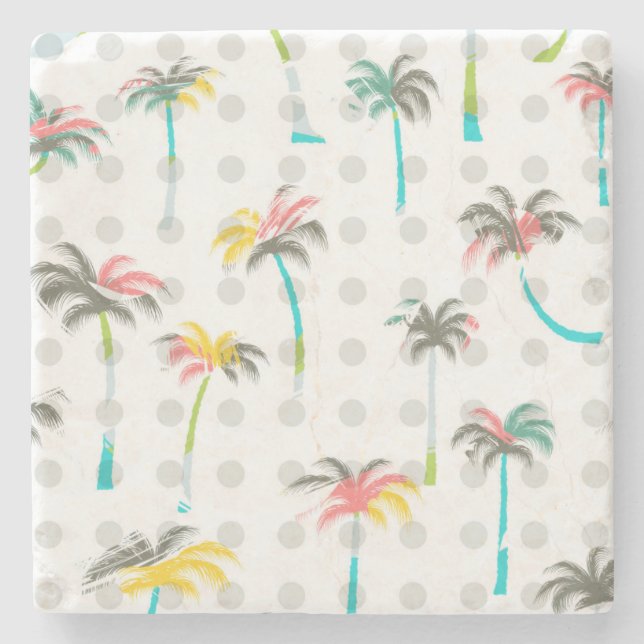 Vattenfärgpalmträd 2 stenunderlägg (Framsidan)
