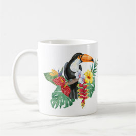 Vattenfärgpekare och tropiska blommor kaffemugg