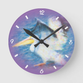 vattenfärgpelikan 17 rund klocka