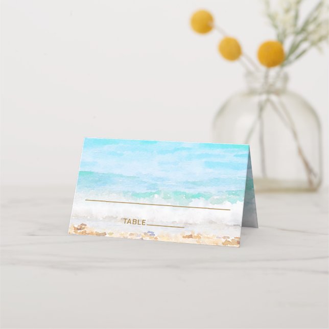Vattenfärgplats kort för strand (Framsida)