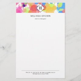 Vattenfärgplattor Färgfull Abstrakt Modern Brevpapper