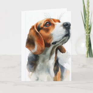 Vattenfärgporträtt av Beagle Kort