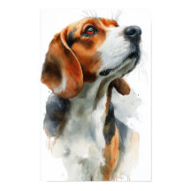 Vattenfärgporträtt av Beagle