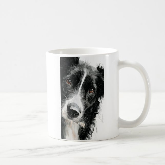 Vattenfärgporträtt av border collie kaffemugg (Höger)