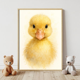 Vattenfärgporträtt av söt bebis anka poster
