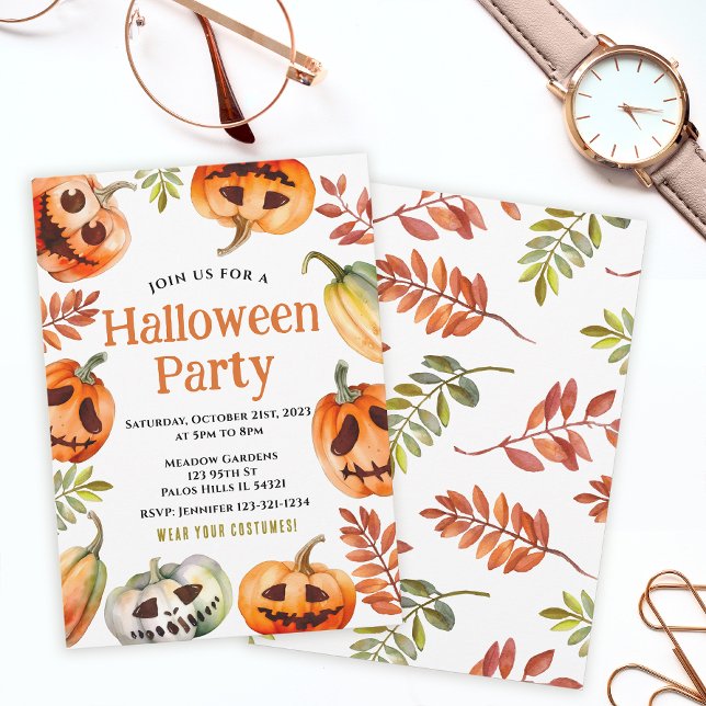 Vattenfärgpumpa Halloween-kostume party Inbjudningar (Skapare uppladdad)