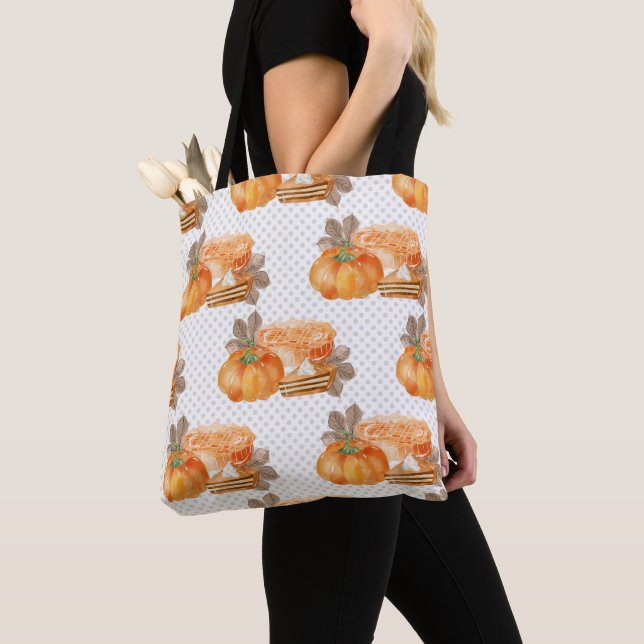 VATTENFÄRGPUMPKINER OCH PAJ, ORANGE TYGKASSE (Närbild)