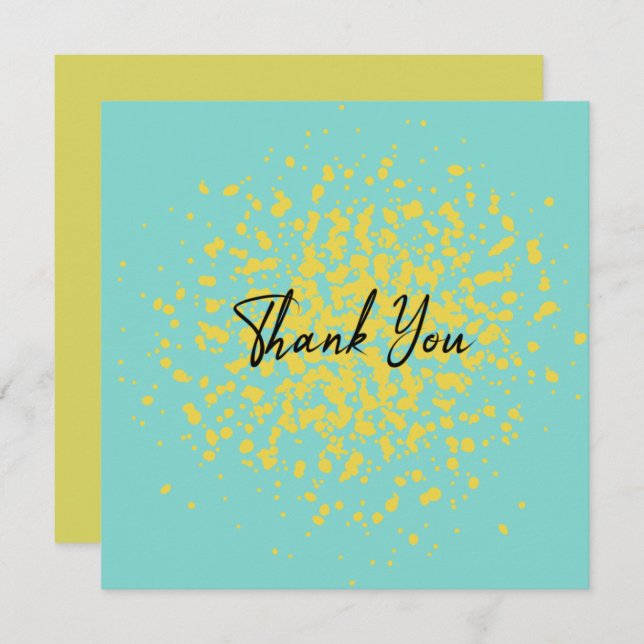 Vattenfärgpunkter för chic Gult Explosion på Abstr Tack Kort (Fram/baksida)