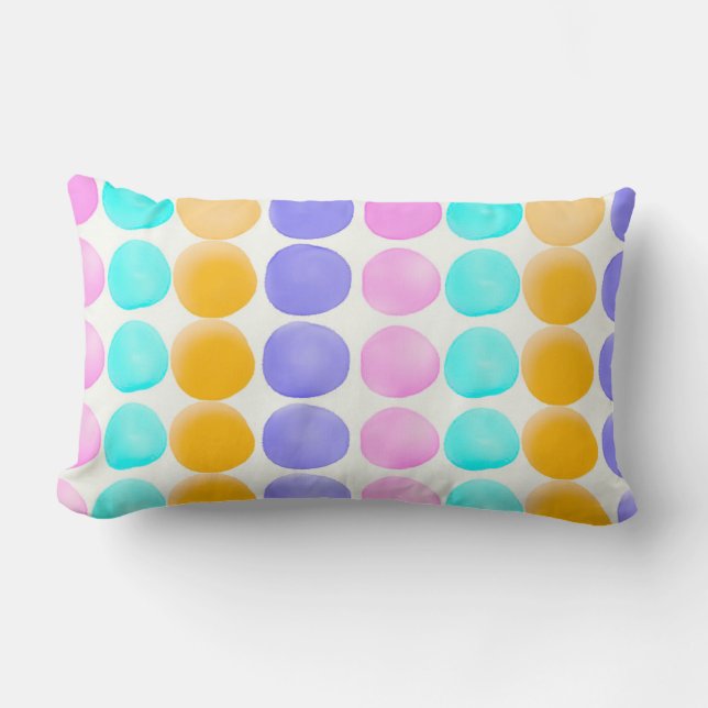 Vattenfärgpunkter med multifärgad-handmålning lumbarkudde (Framsida)