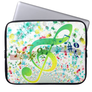 Vattenfärgpunkter och Grönt Clef Laptop Fodral