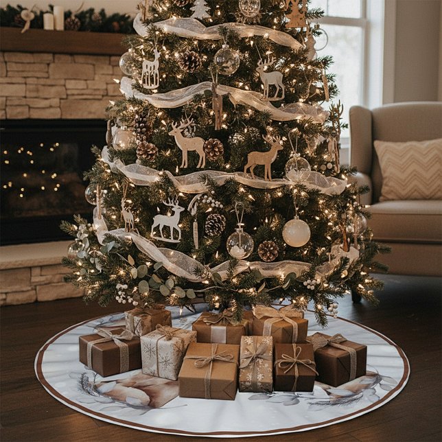 Vattenfärgräv och snö helgdag julgransmatta borstad polyester (Skapare uppladdad)