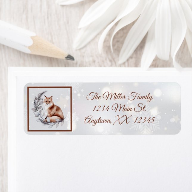 Vattenfärgräv och snö helgdag returadress etikett (Insitu)