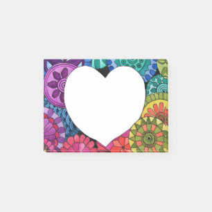 VattenfärgregnbågeMandala med hjärta Post-it Block