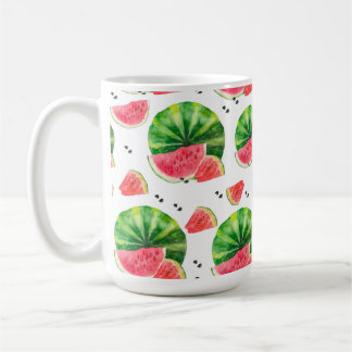 VATTENFÄRGRÖDA OCH GRÖNT VATTENMELONSLISTER KAFFEMUGG