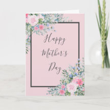 Vattenfärgros Morsdagskort