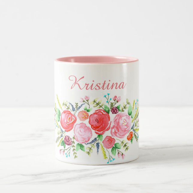 Vattenfärgrosakran Två-Tonad Mugg (Center)