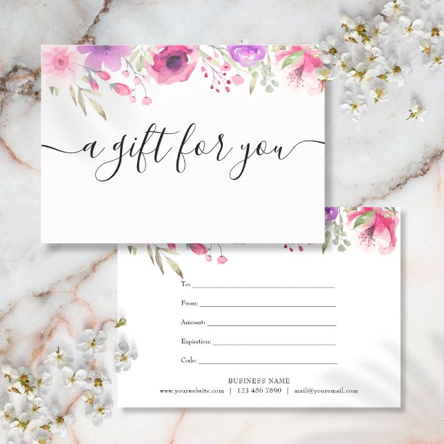Vattenfärgrosor Blommig presentcertifikat (Watercolor Roses Floral Gift Certificate)