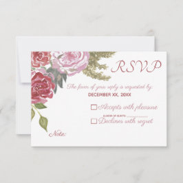 Vattenfärgrosor Bröllop RSVP OSA Kort