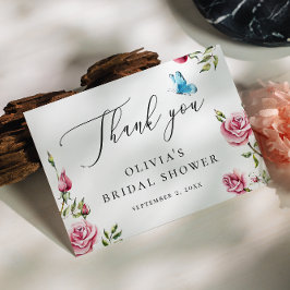 Vattenfärgrosor Bröllopsdusch | Elegant Blomma Tack Kort