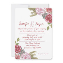 Vattenfärgrosor Bröllopsinbjudan