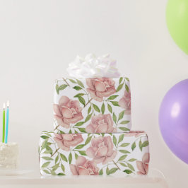 Vattenfärgrosor i Violett Rödfärg Presentpapper