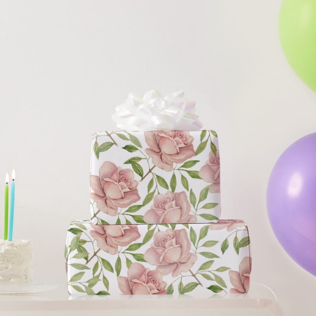 Vattenfärgrosor i Violett Rödfärg Presentpapper (Festgåvor)