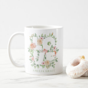 Vattenfärgrosor och grönska KÄRLEK Alla hjärtans d Kaffemugg