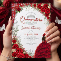 Vattenfärgrosor Röda och Silver Röda Quinceañera