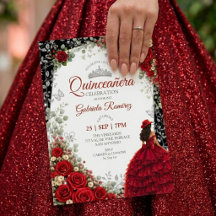 Vattenfärgrosor Röda och Silver Röda Quinceañera