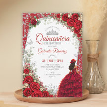 Vattenfärgrosor Röda och Silver Röda Quinceañera