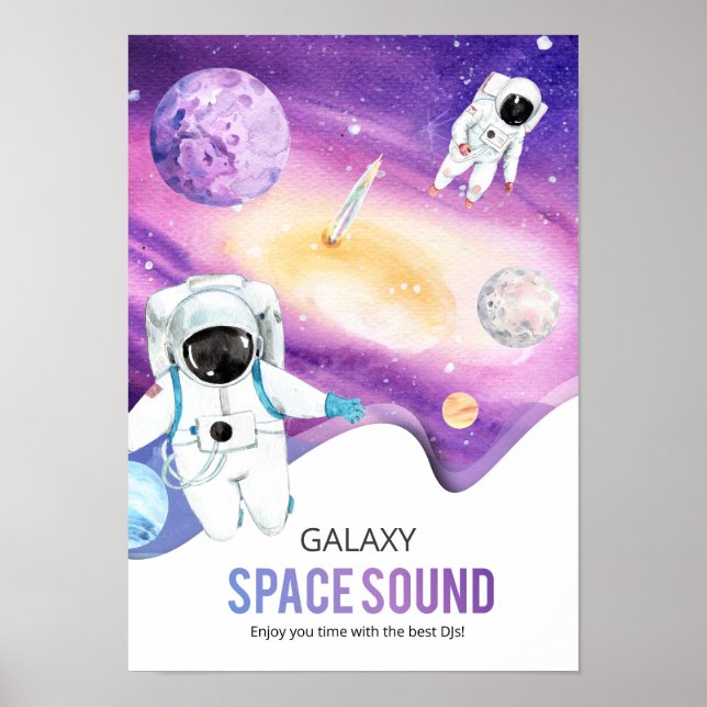 Vattenfärgrymd Galaxy Astronaut Poster (Framsidan)