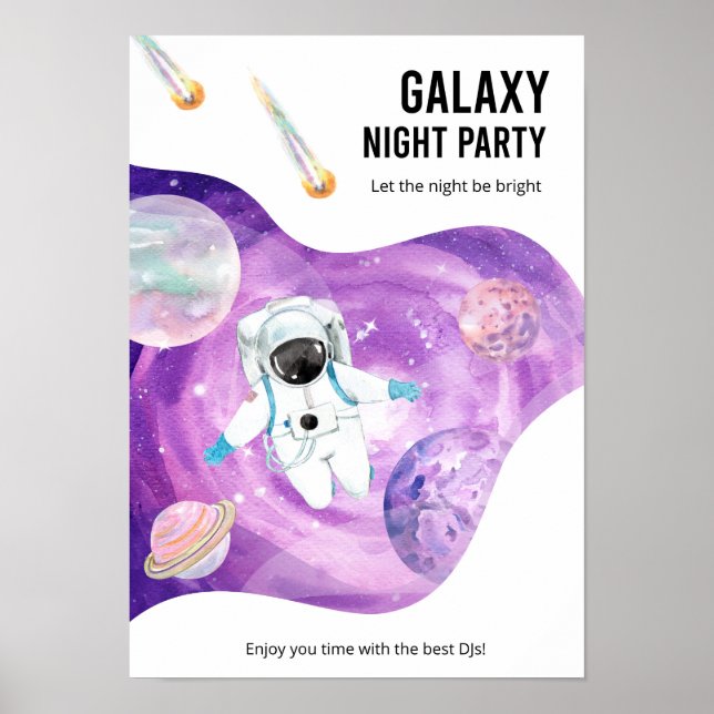 Vattenfärgrymd Galaxy Astronaut Poster (Framsidan)